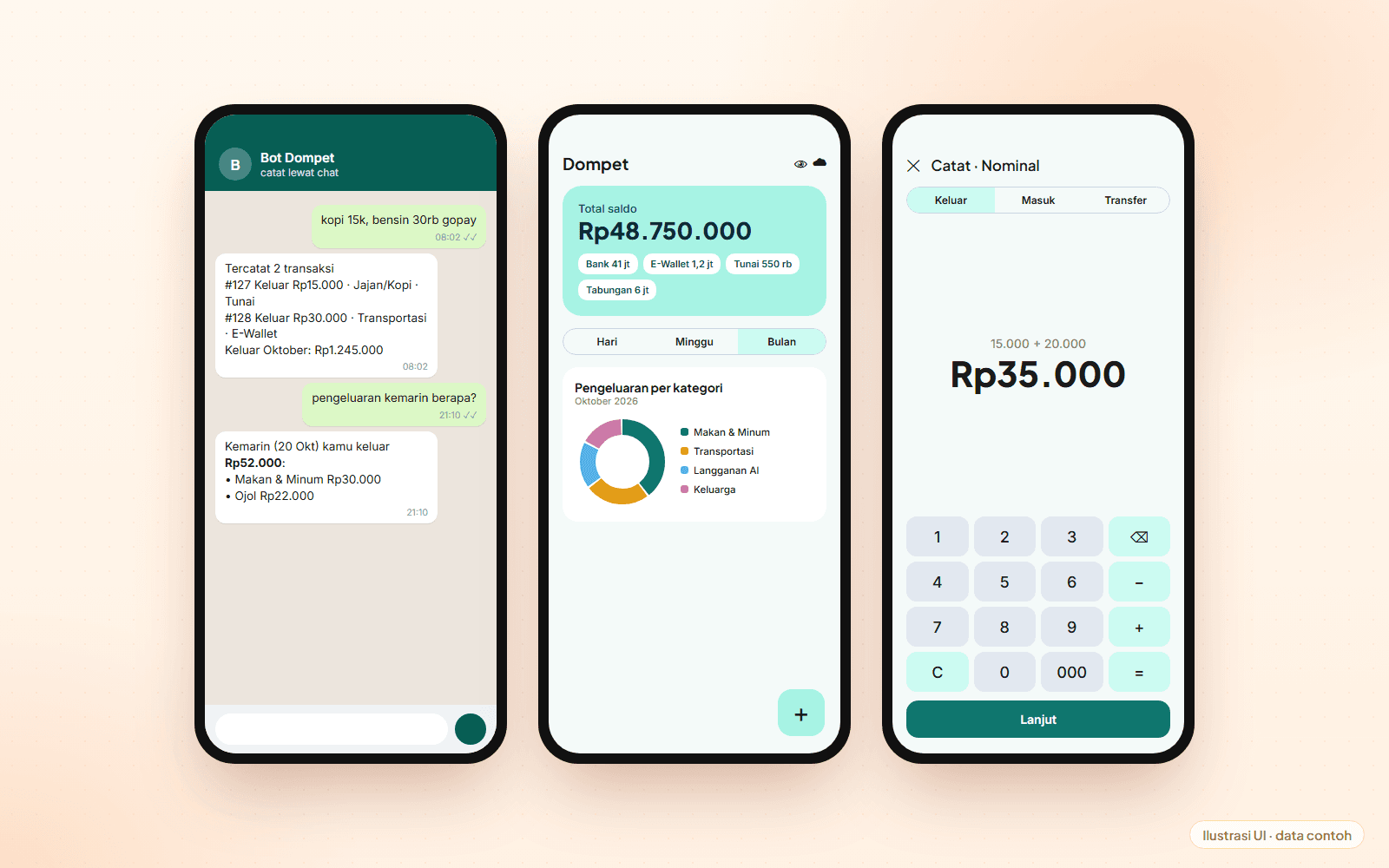 Dompet | Personal Finance via WhatsApp + Android App